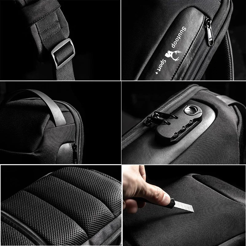 SUUTOOP Men's Waterproof Oxford Multifunction Crossbody Anti-theft Shoulder Bags Messenger Sling Chest Bag Pack For Male
