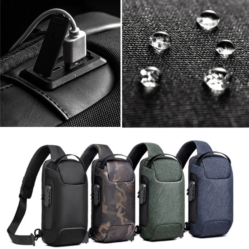 SUUTOOP Men's Waterproof Oxford Multifunction Crossbody Anti-theft Shoulder Bags Messenger Sling Chest Bag Pack For Male