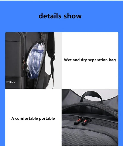 SWICKY business large capacity men 15.6inch 17inch USB charging travel multifunction anti-theft waterproof male leather backpack