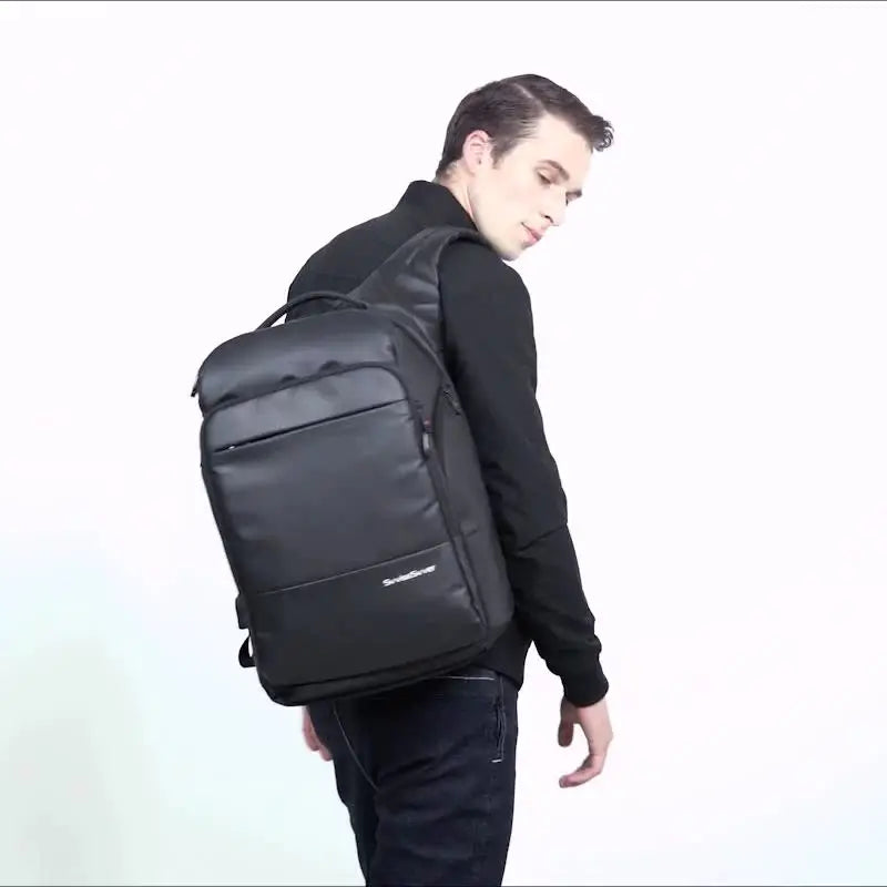 SWICKY business large capacity men 15.6inch 17inch USB charging travel multifunction anti-theft waterproof male leather backpack