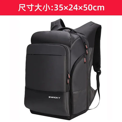 SWICKY business large capacity men 15.6inch 17inch USB charging travel multifunction anti-theft waterproof male leather backpack