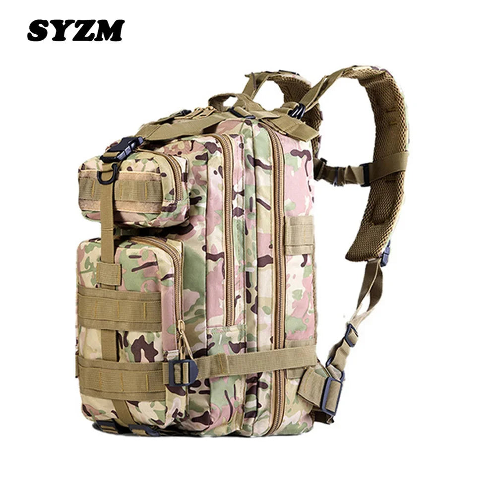 SYZM 25L Army Tactical Backpack Nylon 3P Softback Outdoor Waterproof Rucksack Hiking Camping Hunting Bags - 3 PCS