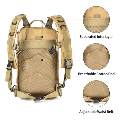 SYZM 25L Army Tactical Backpack Nylon 3P Softback Outdoor Waterproof Rucksack Hiking Camping Hunting Bags - 3 PCS