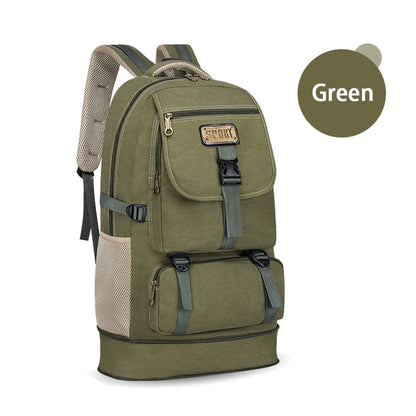 SYZM 65L Sport Canvas Backpack Men's Expandable Large Capacity Hiking Bag Outdoor Fishing Climbing  Camping Backpack Travel Bag