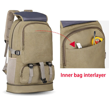 SYZM 65L Sport Canvas Backpack Men's Expandable Large Capacity Hiking Bag Outdoor Fishing Climbing  Camping Backpack Travel Bag