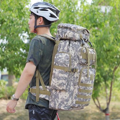 SYZM 70L Large Capacity Camouflage Mountaineering Bag Outdoor Tactical Hiking Travel Camping Backpack Sports Backpacks