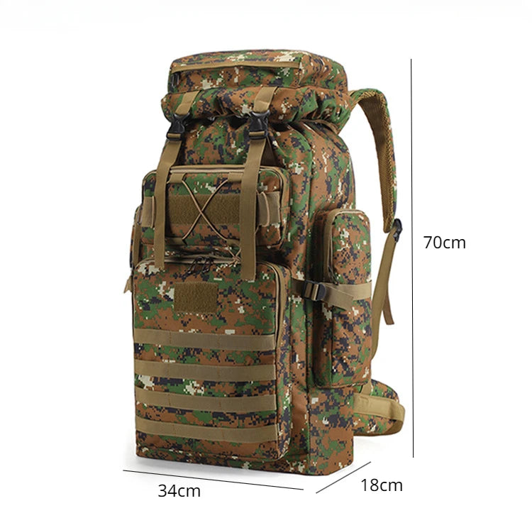 SYZM 70L Large Capacity Camouflage Mountaineering Bag Outdoor Tactical Hiking Travel Camping Backpack Sports Backpacks