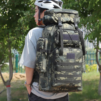 SYZM 70L Large Capacity Camouflage Mountaineering Bag Outdoor Tactical Hiking Travel Camping Backpack Sports Backpacks
