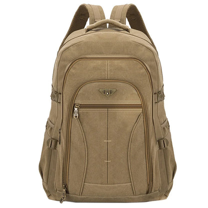 SYZM 70L Large Capacity Canvas Backpack Multifunctional Men's Laptop Backpack Sports Bag Retro Camping Hunting Climbing Rucksack