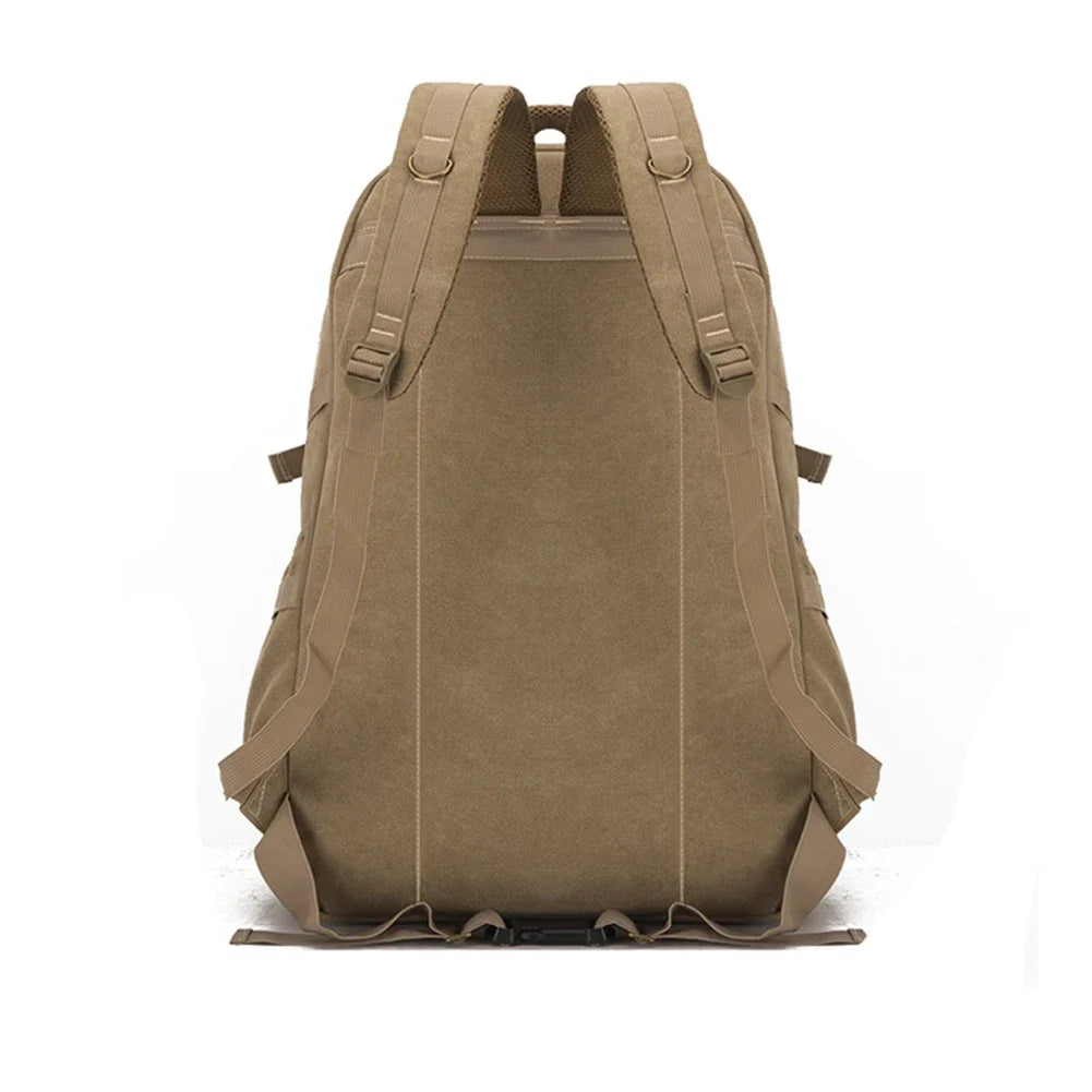 SYZM 70L Large Capacity Canvas Backpack Multifunctional Men's Laptop Backpack Sports Bag Retro Camping Hunting Climbing Rucksack