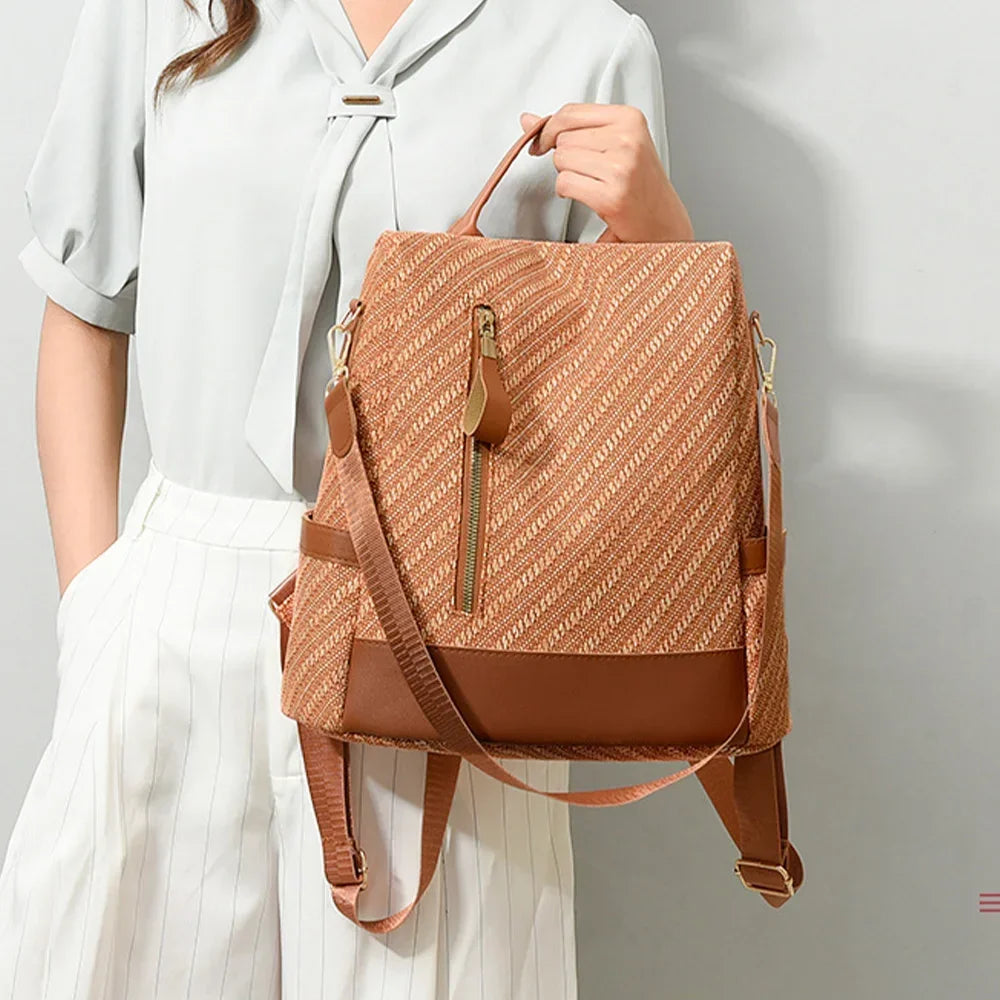 SYZM Anti Theft Backpack for Women Business Leather Bag Soft PU Leather Shoulers Bag Elegant Women's Crossbody Bags Schoolbag