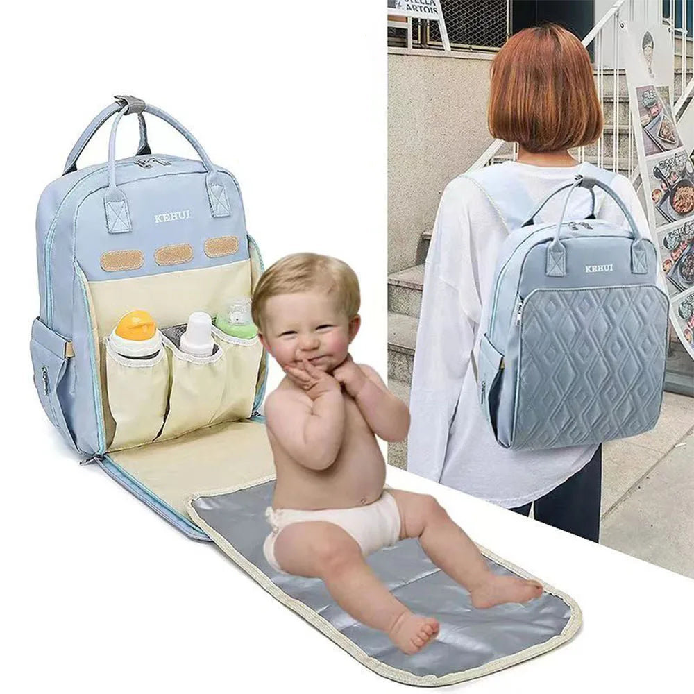 SYZM Baby Diaper Bags Large Capacity Waterproof Mommy Travel Backpacks Folding Diaper Changing Cushion Baby Nursing Bag