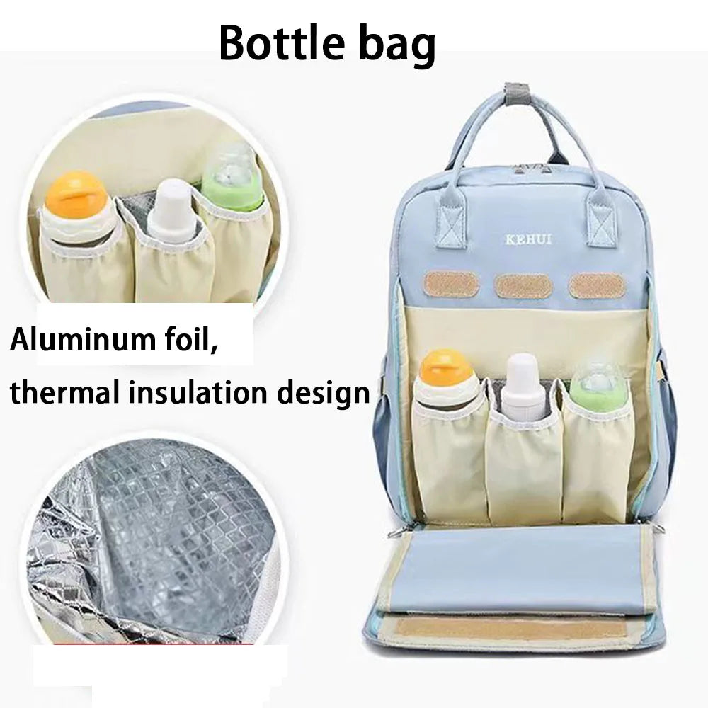 SYZM Baby Diaper Bags Large Capacity Waterproof Mommy Travel Backpacks Folding Diaper Changing Cushion Baby Nursing Bag
