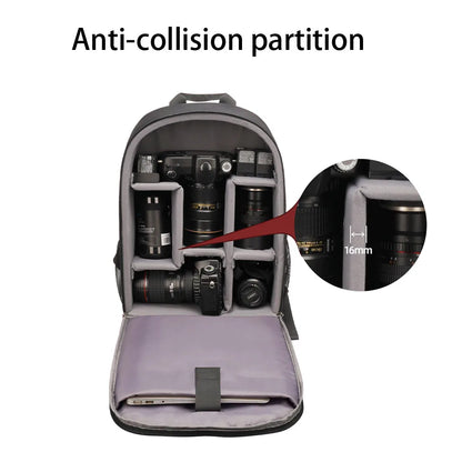 SYZM Camera Bag Large Capacity DSLR Bag Waterproof Shockproof Camera Backpack For Nikon Canon Sony Camera Bag Laptop Backpack