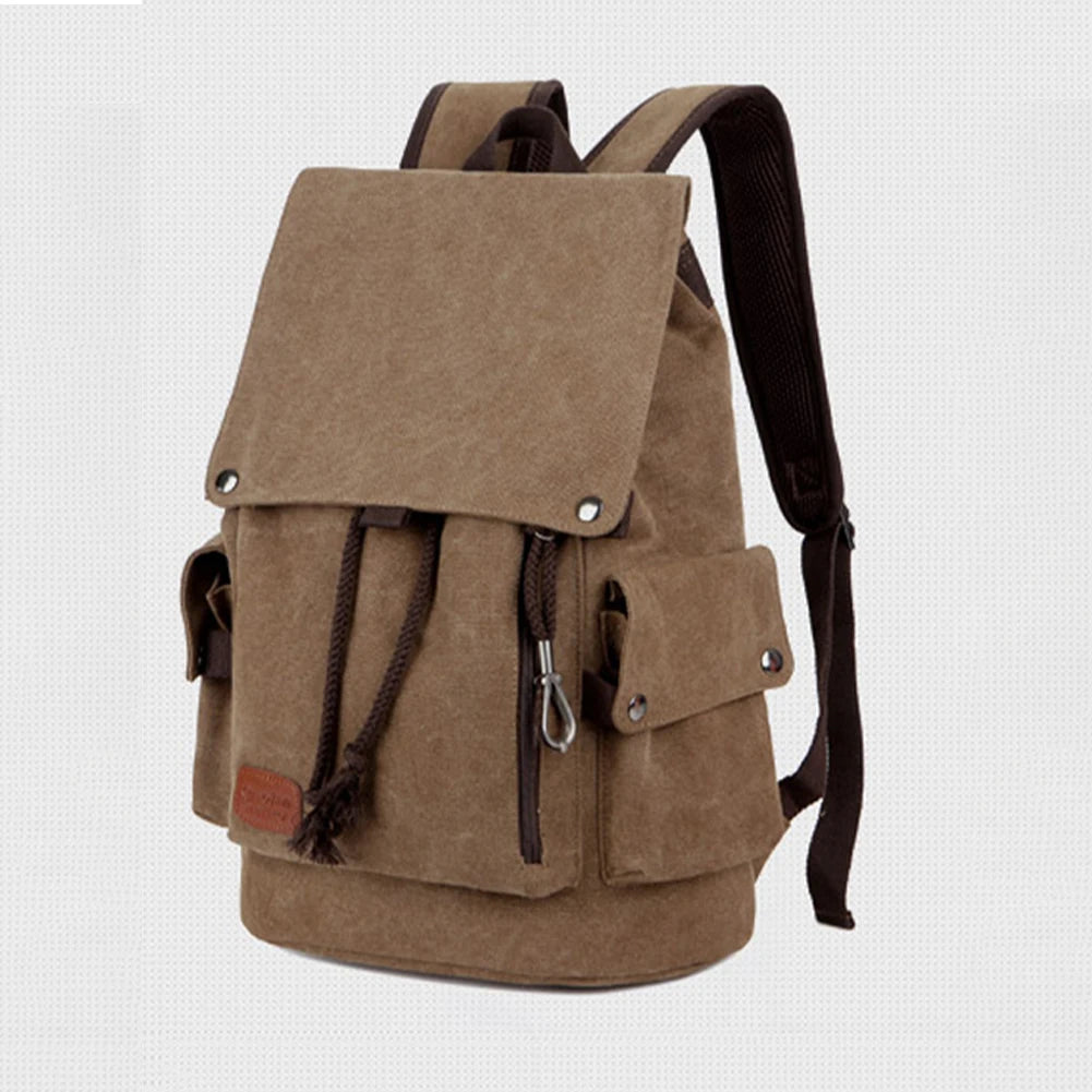 SYZM Canvas Backpack Large Capacity Men Travel Bag Multifunctional Shoulder Bag for Laptop Rucksack Drawstring School Bags