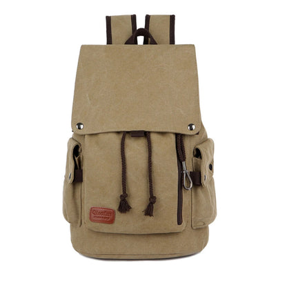 SYZM Canvas Backpack Large Capacity Men Travel Bag Multifunctional Shoulder Bag for Laptop Rucksack Drawstring School Bags