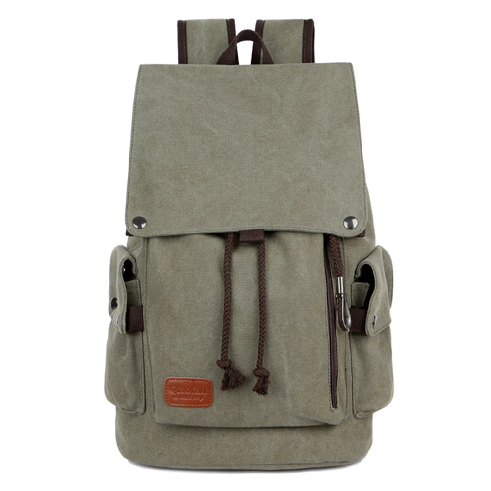 SYZM Canvas Backpack Large Capacity Men Travel Bag Multifunctional Shoulder Bag for Laptop Rucksack Drawstring School Bags