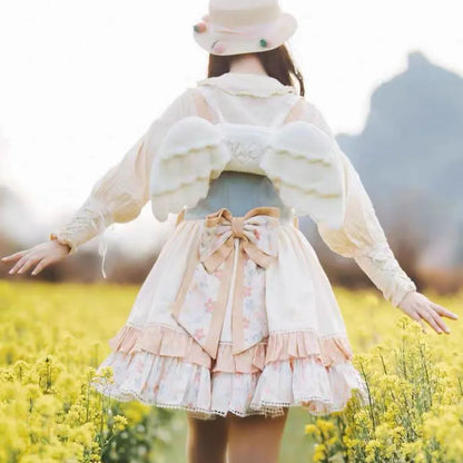 SYZM Cute Angel Wings Backpack White Plush Shoulders Bag for Little Girls Children Toys Wallet Angel Cosplay Bag Girl's Gift