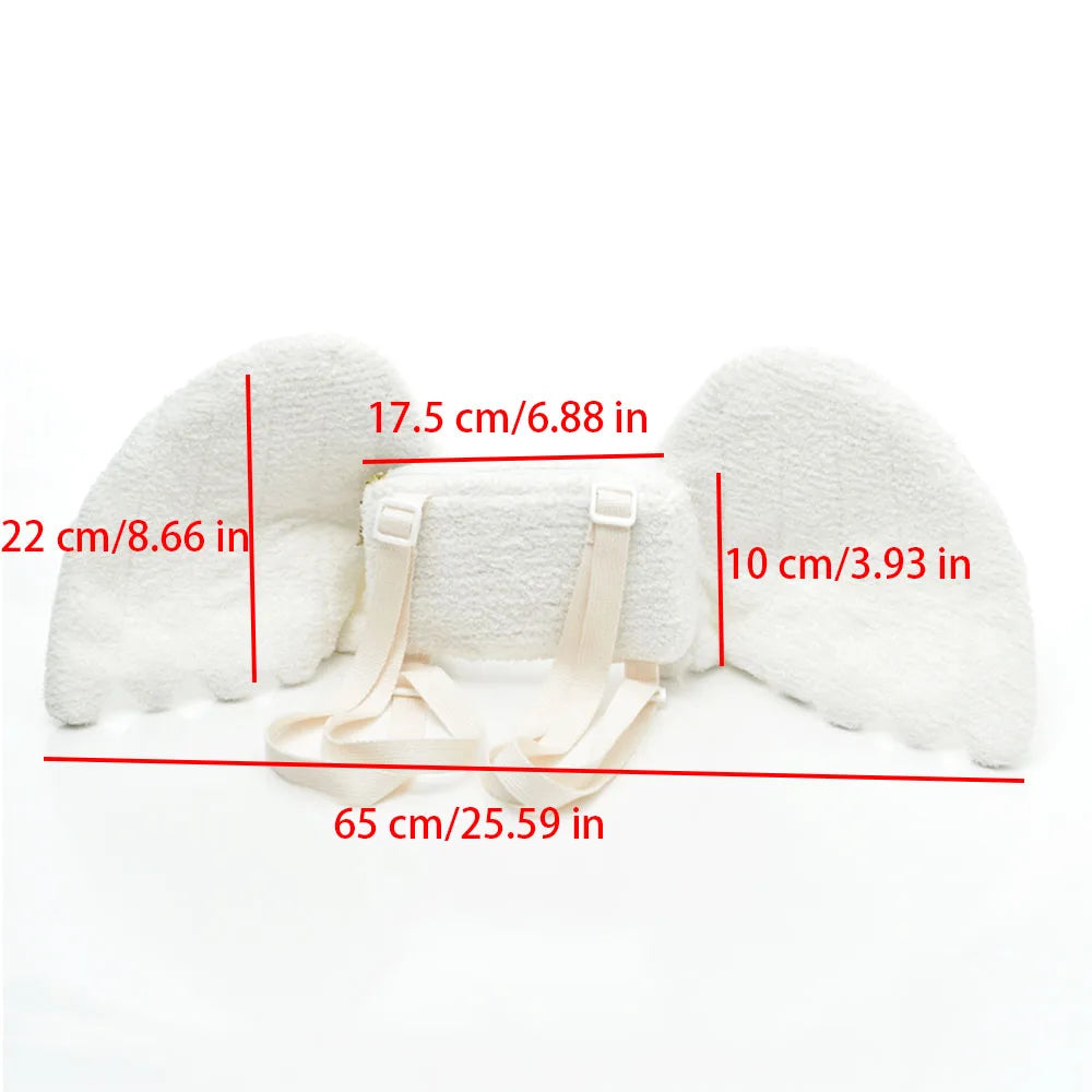 SYZM Cute Angel Wings Backpack White Plush Shoulders Bag for Little Girls Children Toys Wallet Angel Cosplay Bag Girl's Gift