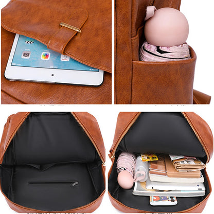 SYZM Elegant Women Leather Bags High Quality PU Leather Backpack  Women Business Backpack Waterproof Schoolbag For Girls