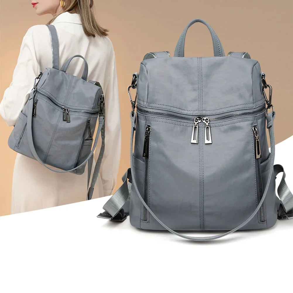 SYZM Elegant Women's Backpack Business Lady's Multi Purpose Bag High Quality Waterproof Tencel Nylon Knapsack Leisure Bags