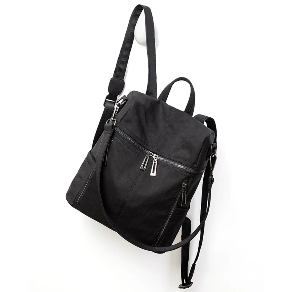 SYZM Elegant Women's Backpack Business Lady's Multi Purpose Bag High Quality Waterproof Tencel Nylon Knapsack Leisure Bags