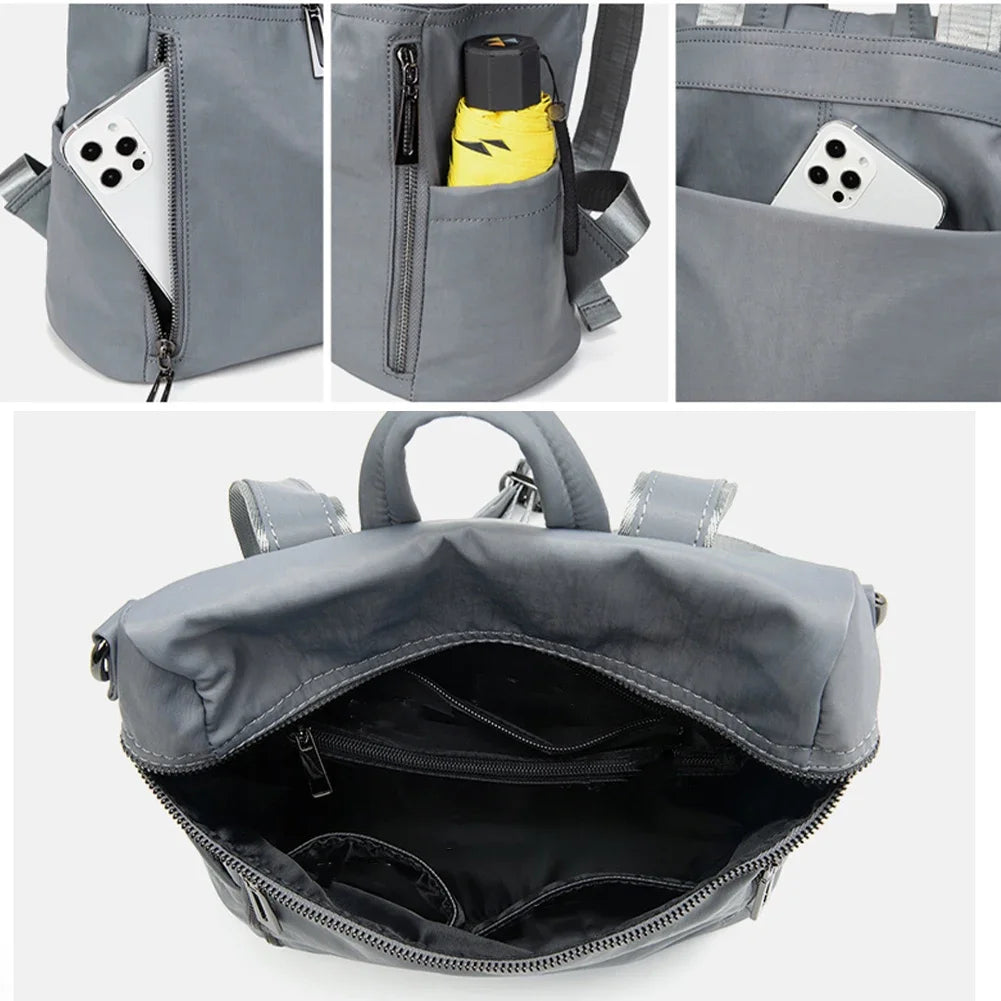 SYZM Elegant Women's Backpack Business Lady's Multi Purpose Bag High Quality Waterproof Tencel Nylon Knapsack Leisure Bags