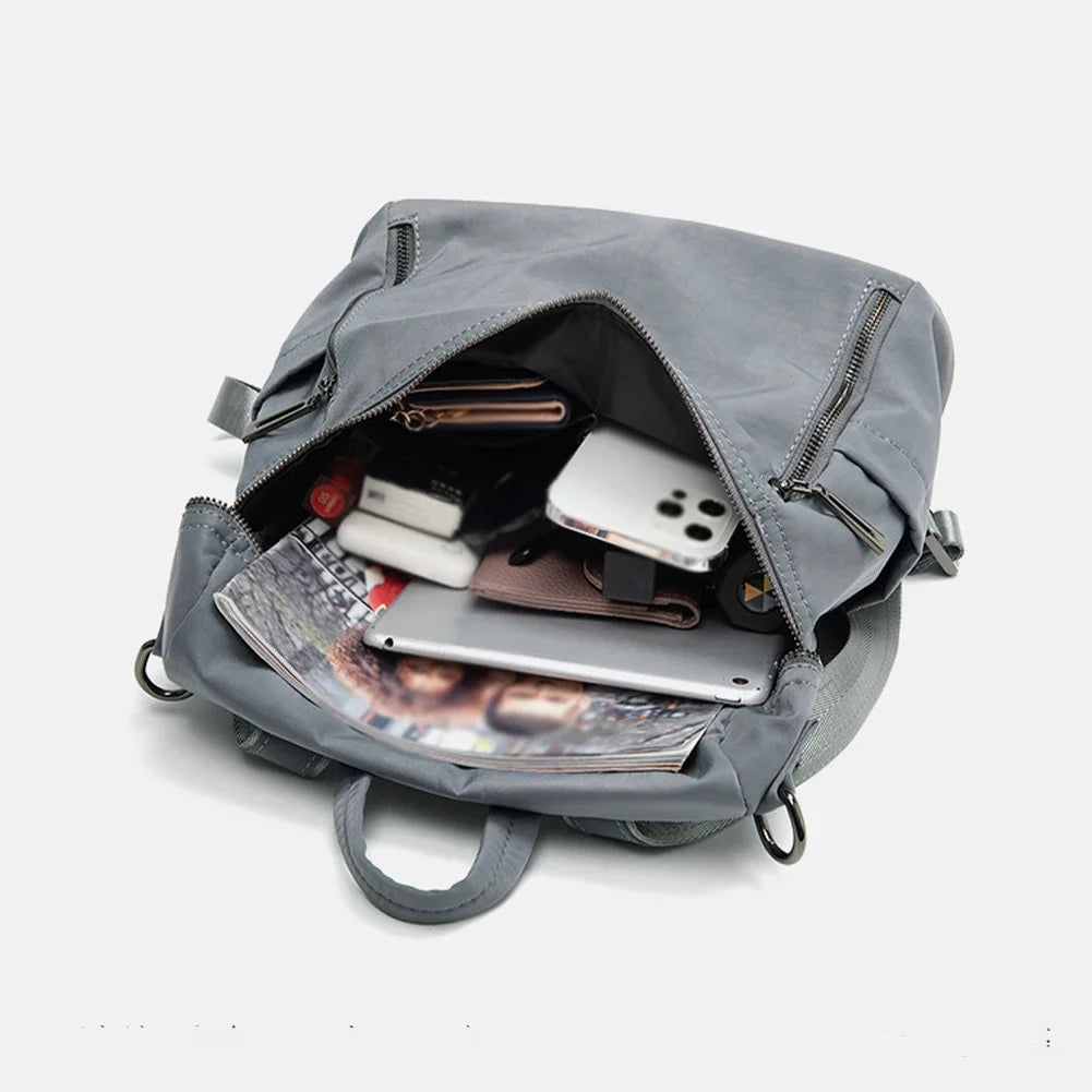 SYZM Elegant Women's Backpack Business Lady's Multi Purpose Bag High Quality Waterproof Tencel Nylon Knapsack Leisure Bags