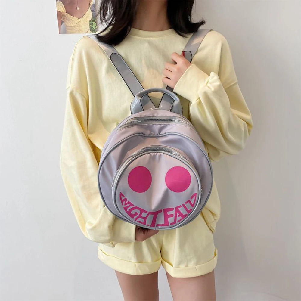 SYZM Fashion Devil Smiling Face Backpack  Individual Round Bags Summer Women Girls Backpack Small Children Shoulders Bag