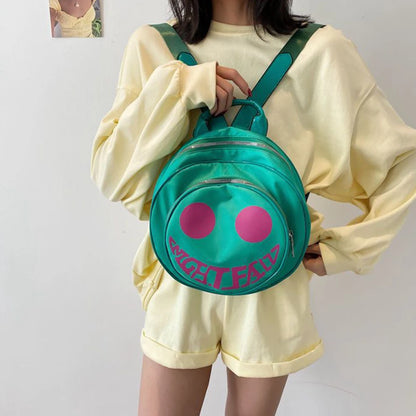 SYZM Fashion Devil Smiling Face Backpack  Individual Round Bags Summer Women Girls Backpack Small Children Shoulders Bag