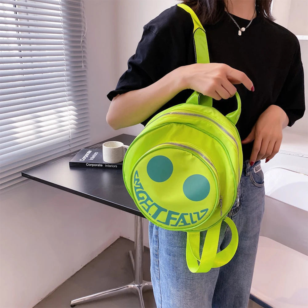 SYZM Fashion Devil Smiling Face Backpack  Individual Round Bags Summer Women Girls Backpack Small Children Shoulders Bag