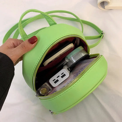 SYZM Fashion Small Women Backpack Cute Makaron Color Girls' Handbag Soft PU Leather Female Backpack  Mini Ladies Bags