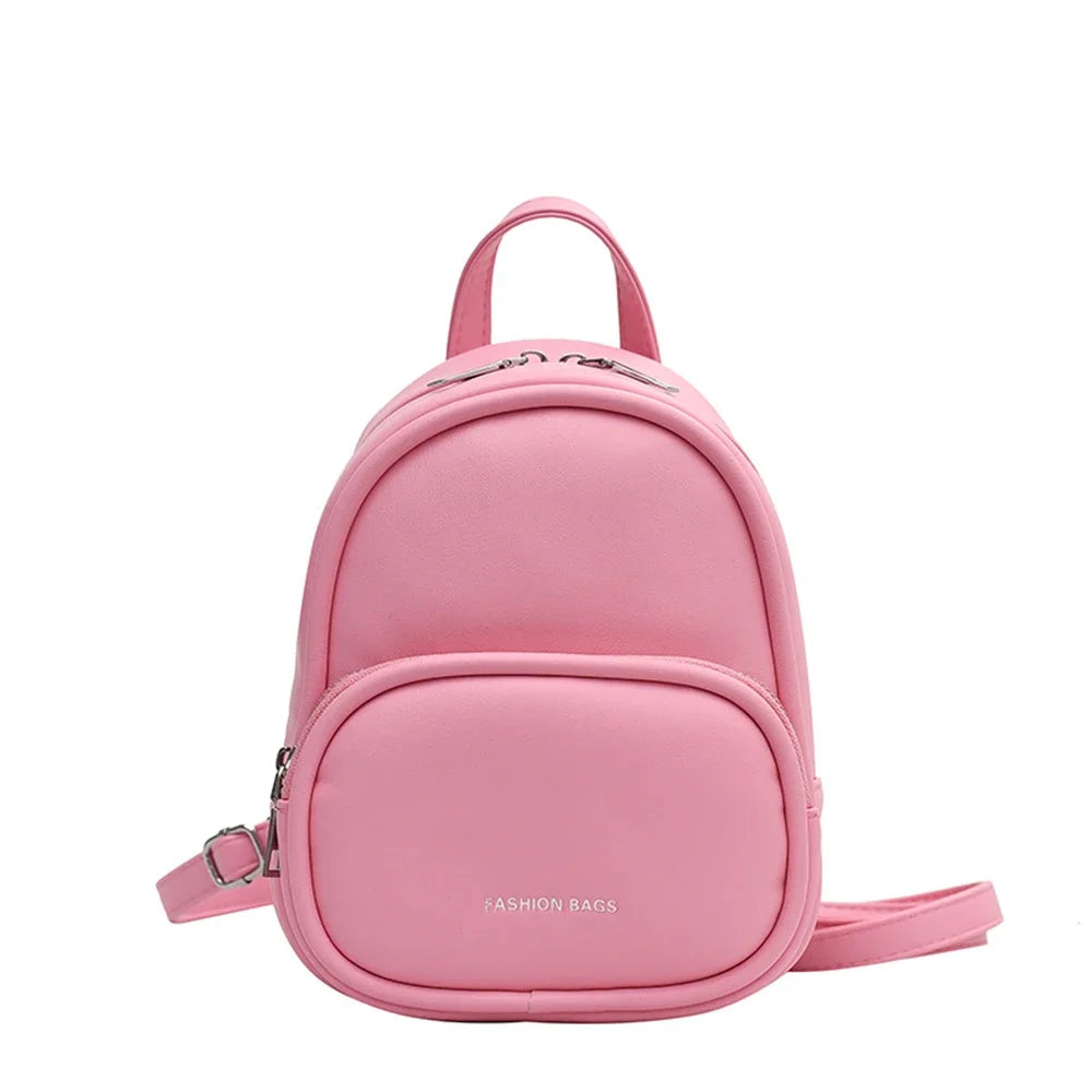 SYZM Fashion Small Women Backpack Cute Makaron Color Girls' Handbag Soft PU Leather Female Backpack  Mini Ladies Bags