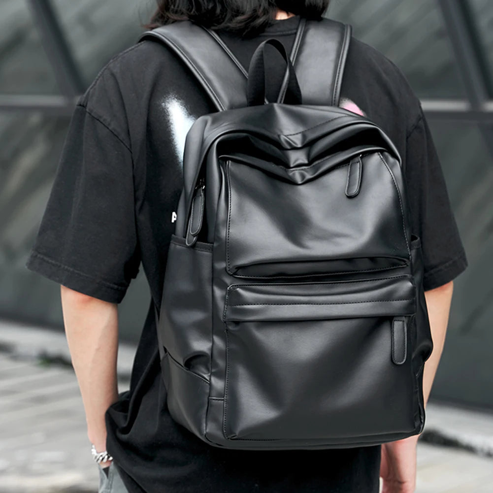 SYZM High Quality Women Backpack Soft PU Leather Men's Backpacks Laptop Bag Waterproof Large Capacity Travel Bag SchoolBag