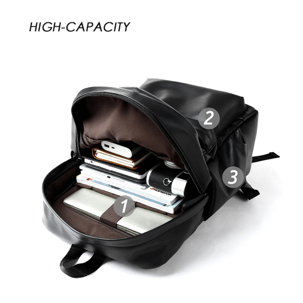 SYZM High Quality Women Backpack Soft PU Leather Men's Backpacks Laptop Bag Waterproof Large Capacity Travel Bag SchoolBag
