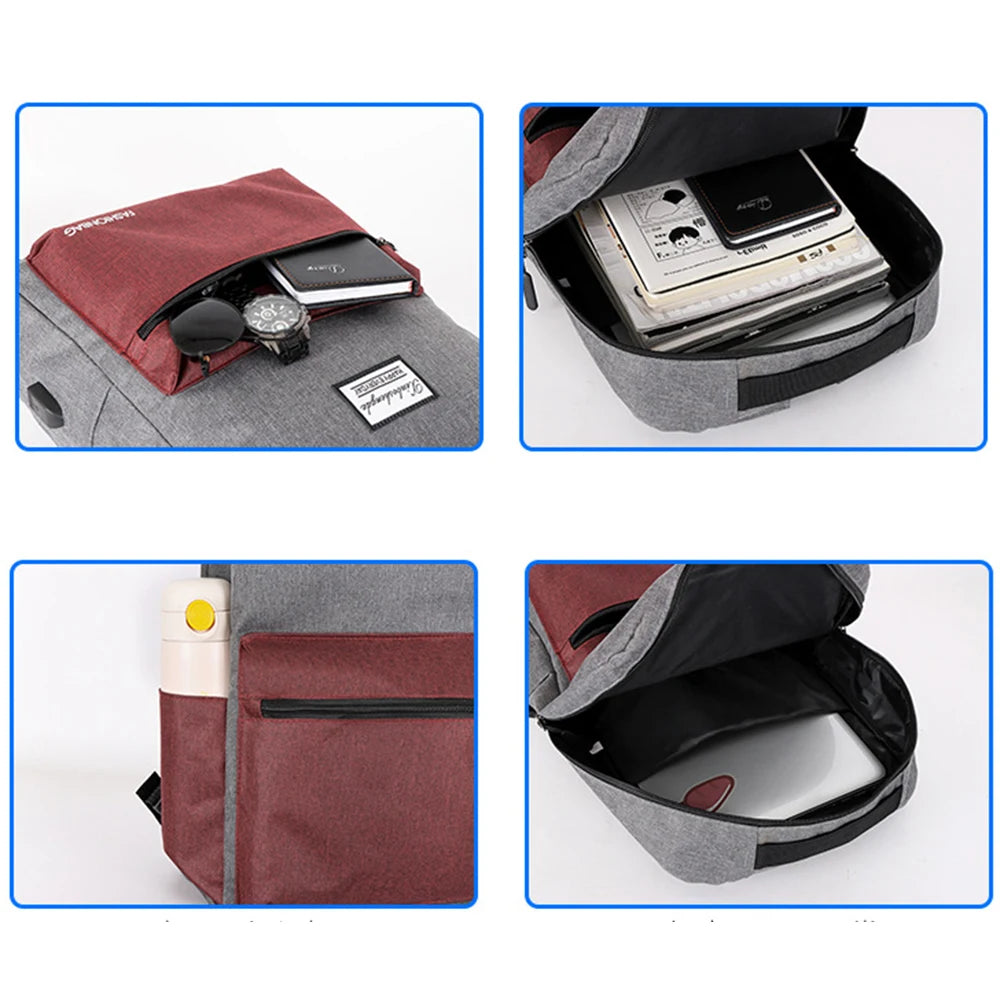 SYZM Large Capacity Men Business Backpack Computer Backpack Three-piece Bags Messenger Bag Laptop Bag with USB Charging Port