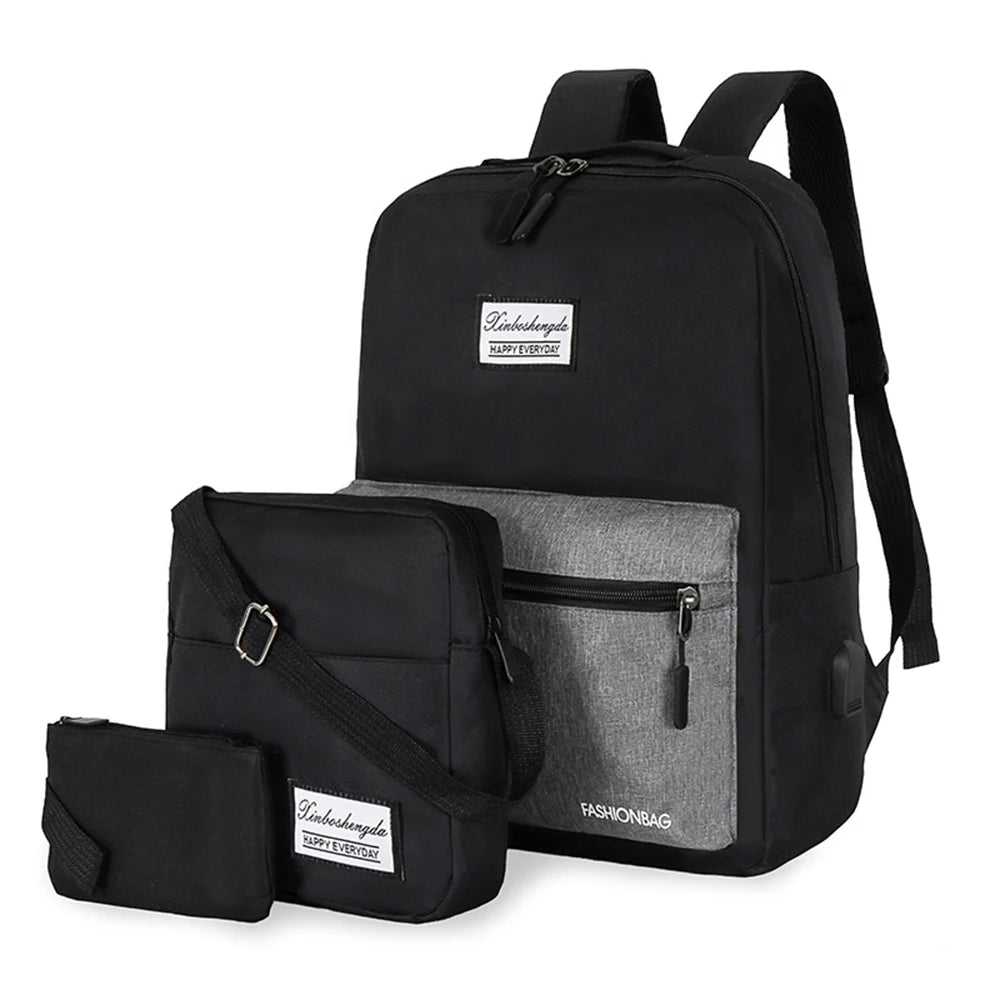 SYZM Large Capacity Men Business Backpack Computer Backpack Three-piece Bags Messenger Bag Laptop Bag with USB Charging Port