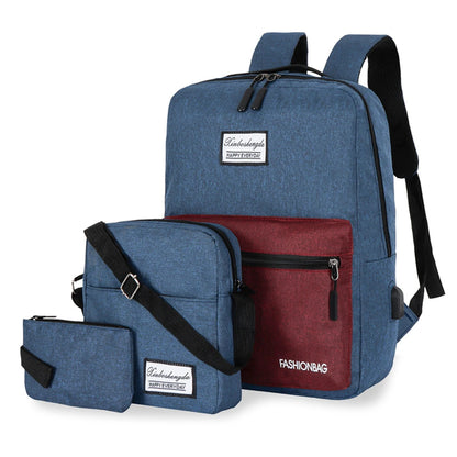 SYZM Large Capacity Men Business Backpack Computer Backpack Three-piece Bags Messenger Bag Laptop Bag with USB Charging Port