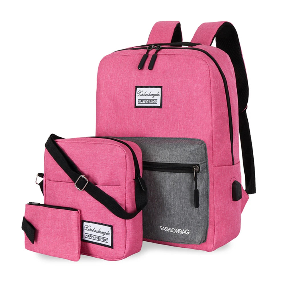 SYZM Large Capacity Men Business Backpack Computer Backpack Three-piece Bags Messenger Bag Laptop Bag with USB Charging Port