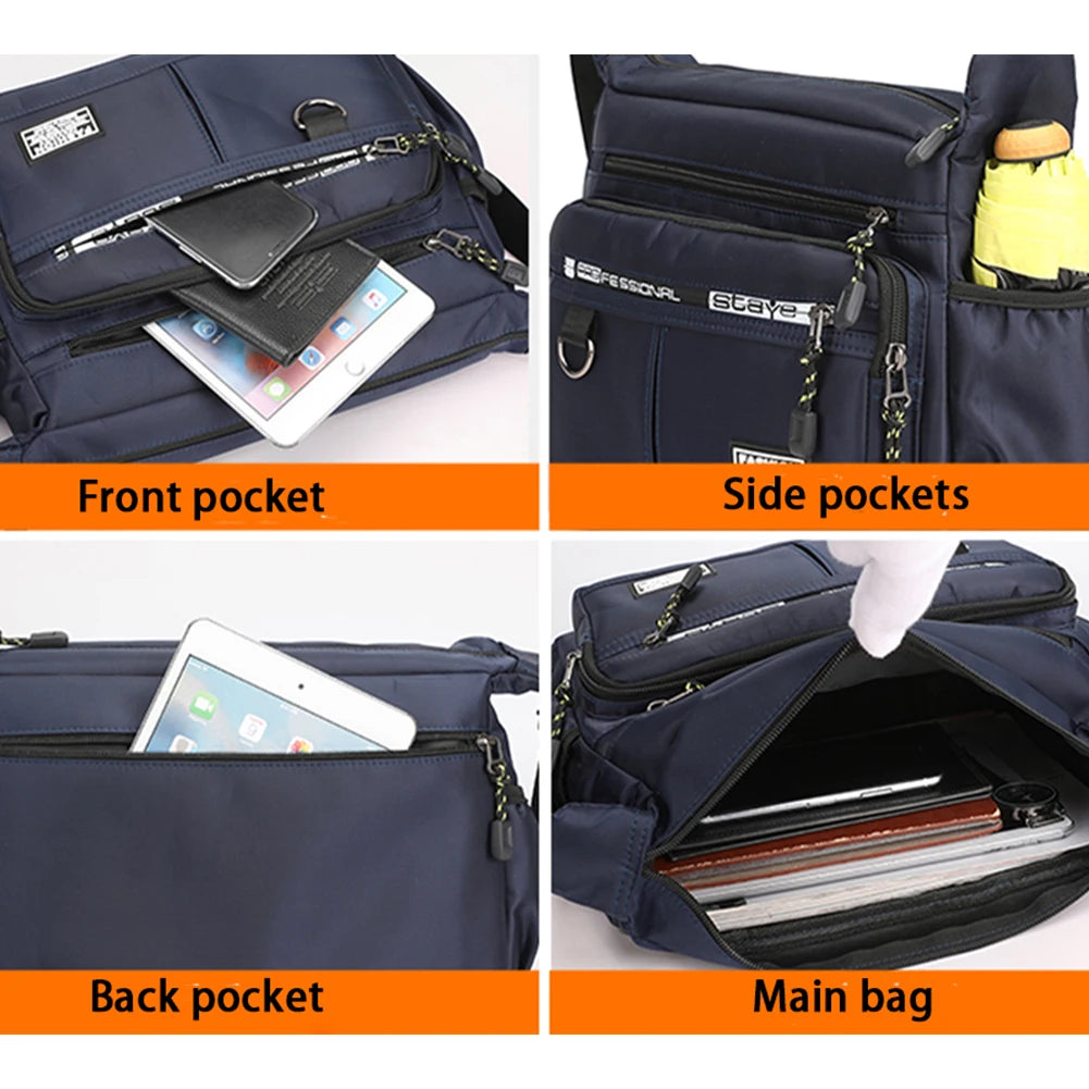 SYZM Large Capacity  Men's Shoulder Bag Light Waterproof Nylon Crossbody Bag Multi Pocket Male Business Messenger Bag