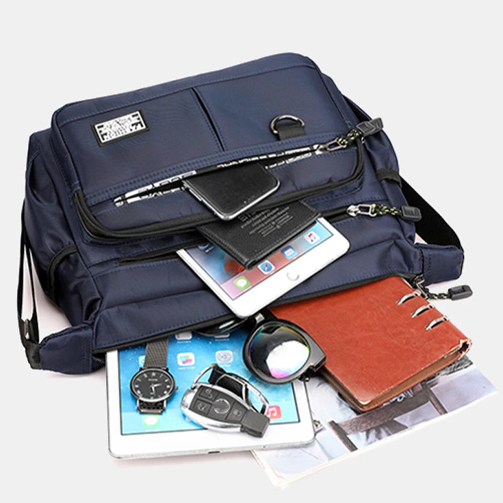 SYZM Large Capacity  Men's Shoulder Bag Light Waterproof Nylon Crossbody Bag Multi Pocket Male Business Messenger Bag