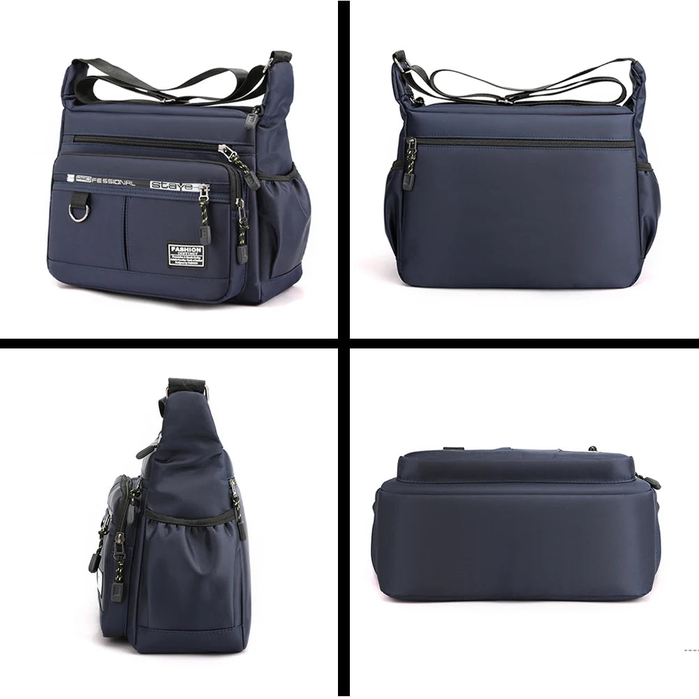 SYZM Large Capacity  Men's Shoulder Bag Light Waterproof Nylon Crossbody Bag Multi Pocket Male Business Messenger Bag