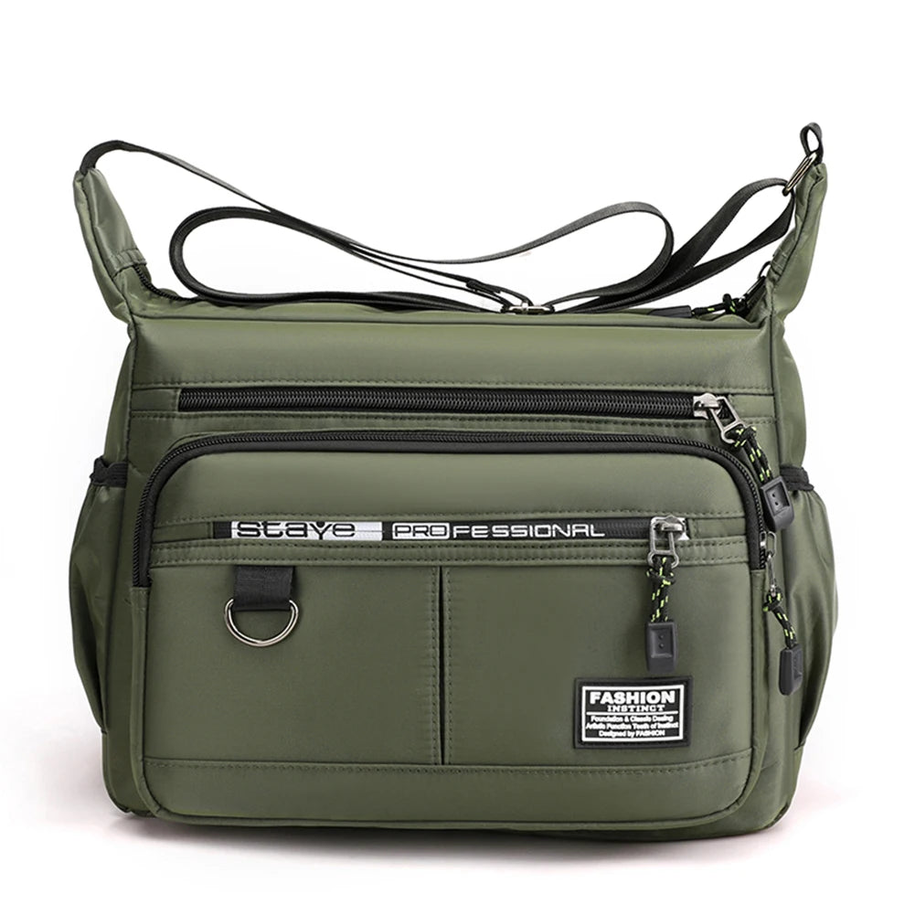 SYZM Large Capacity  Men's Shoulder Bag Light Waterproof Nylon Crossbody Bag Multi Pocket Male Business Messenger Bag