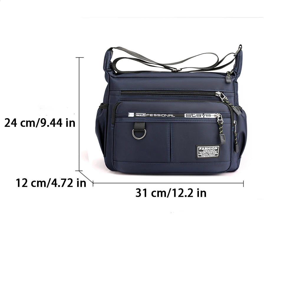 SYZM Large Capacity  Men's Shoulder Bag Light Waterproof Nylon Crossbody Bag Multi Pocket Male Business Messenger Bag