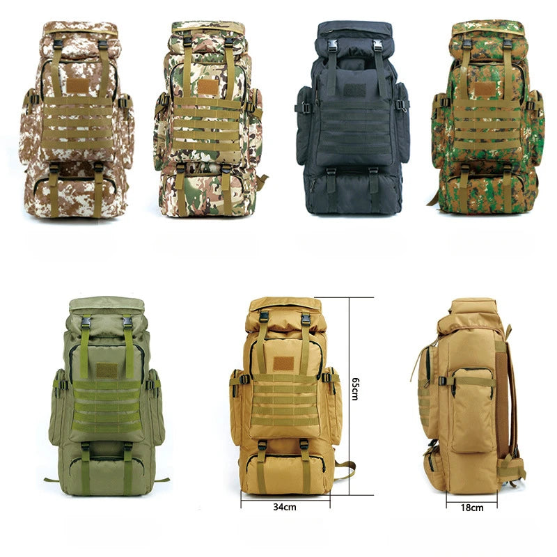 SYZM Large Capacity Tactical Backpacks Waterproof Camouflage 80L Backpack Outdoor Sports Mountaineering Bag Travel Bag