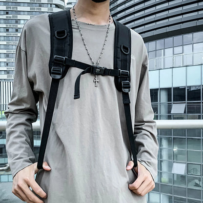 SYZM Large Capacity Travel Backpack Waterproof Nylon Couple Backpack Laser Reflective Strip Laptop Bag Teen Male School Bag