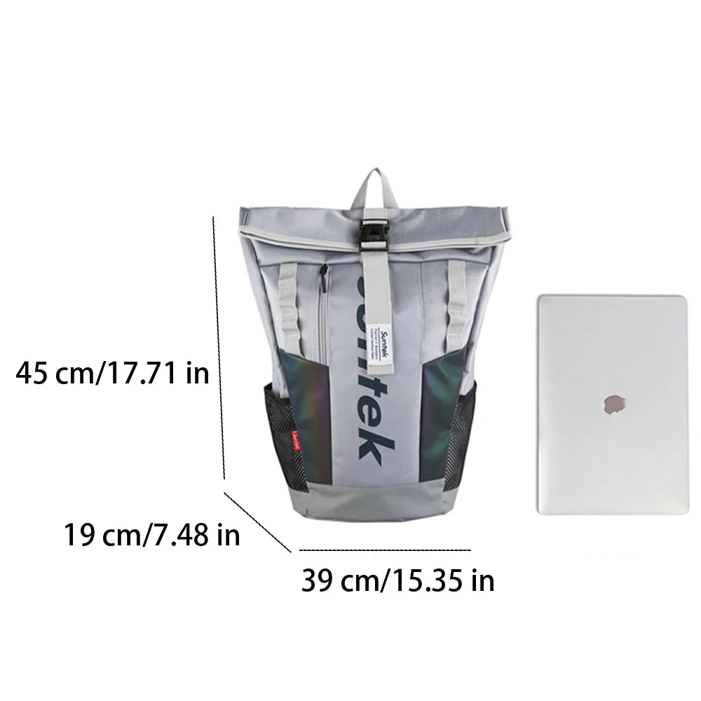 SYZM Large Capacity Travel Backpack Waterproof Nylon Couple Backpack Laser Reflective Strip Laptop Bag Teen Male School Bag
