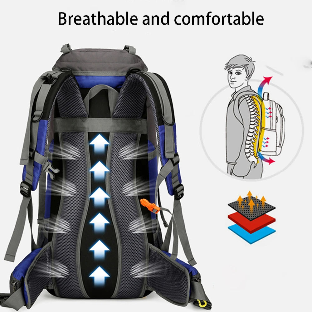 SYZM Large-capacity Mountaineering Bag Multi-function  Men Backpack Outdoor Sports Hiking Camping Climbing Fishing Backpack