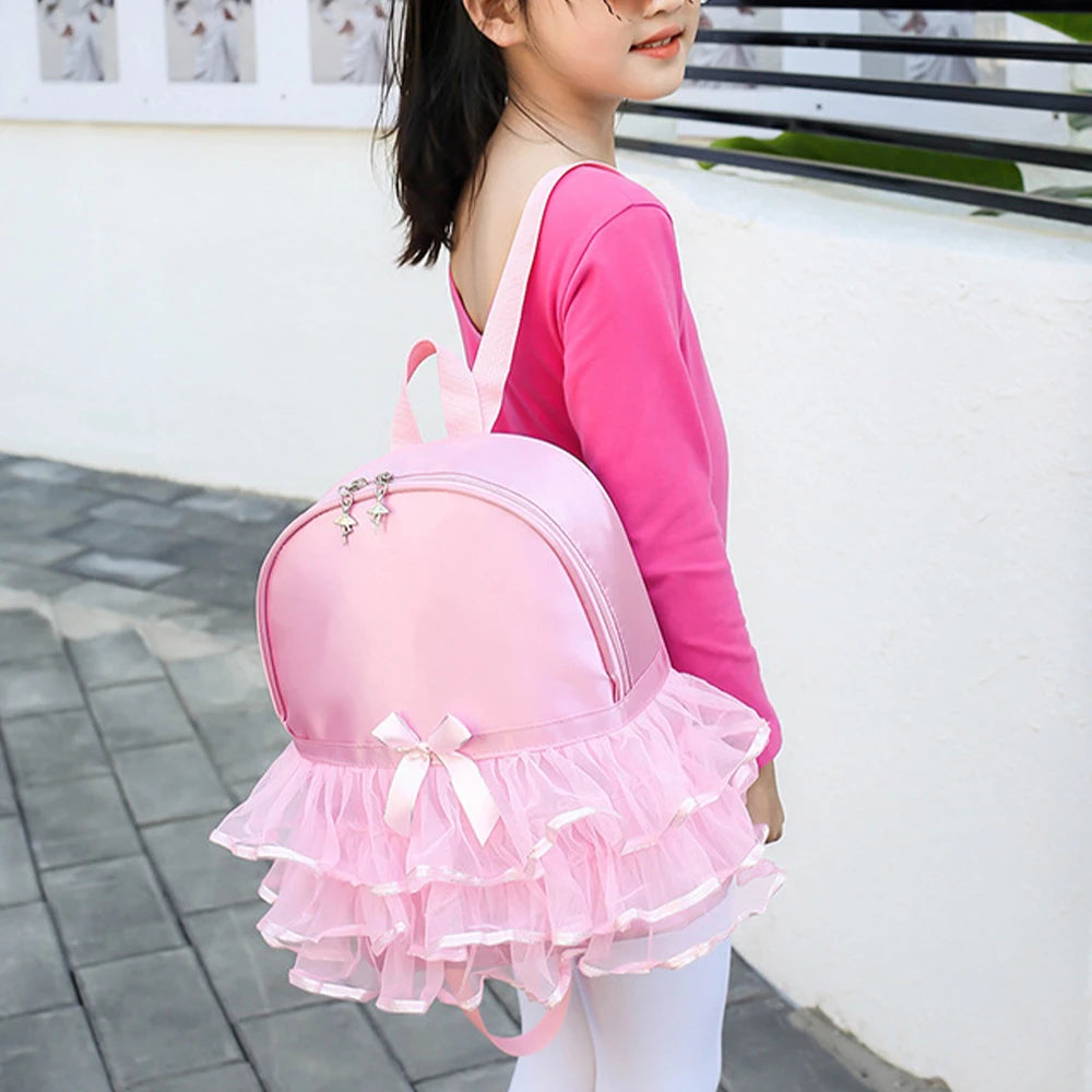 SYZM Lovely Pink Girl Backpack Fantastic Ballet Gauze Skirt Decoration Children's Dance Shoulders Bag Little Girl Schoolbag