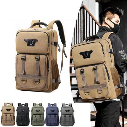 SYZM Men's Laptop Bag Multifunctional Casual Backpack Nylon Schoolbag Large-Capacity Leisure Schoolbag Travel Backpack